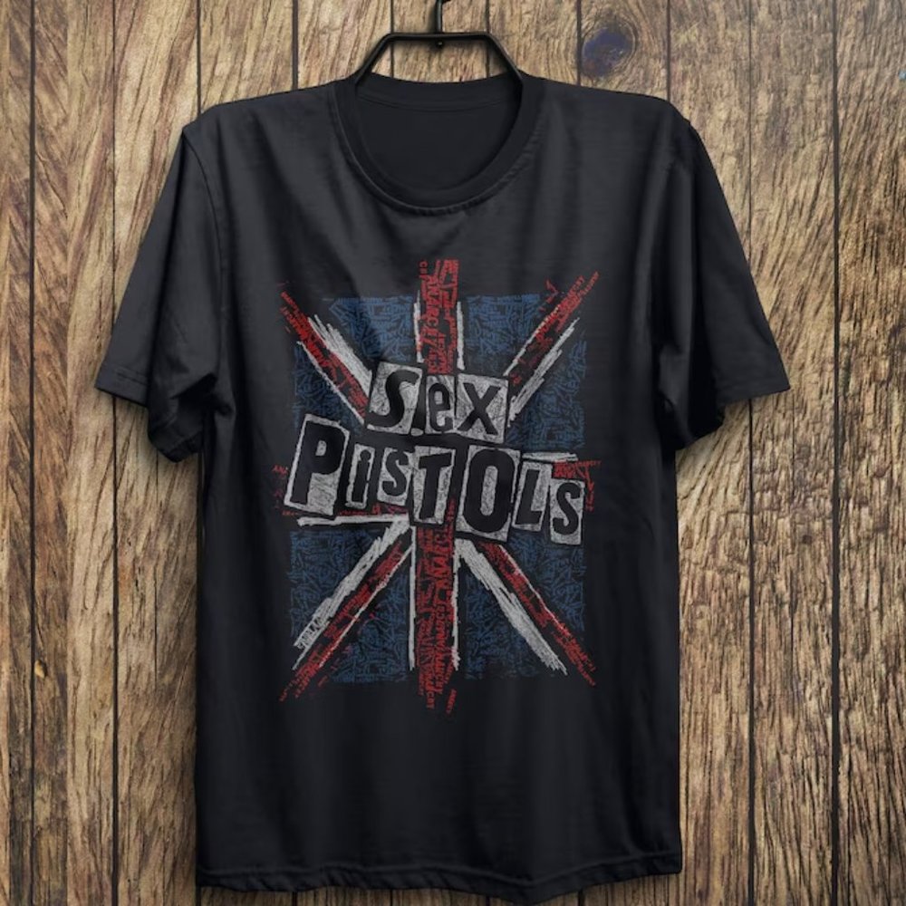 Sex Pistols Official Union Jack Words Graphic T-Shirt